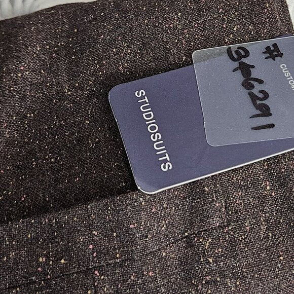 Studio Suits Custom Made Brown Tweed Vest Button Closure Adjustable Back Strap S - Picture 9 of 10